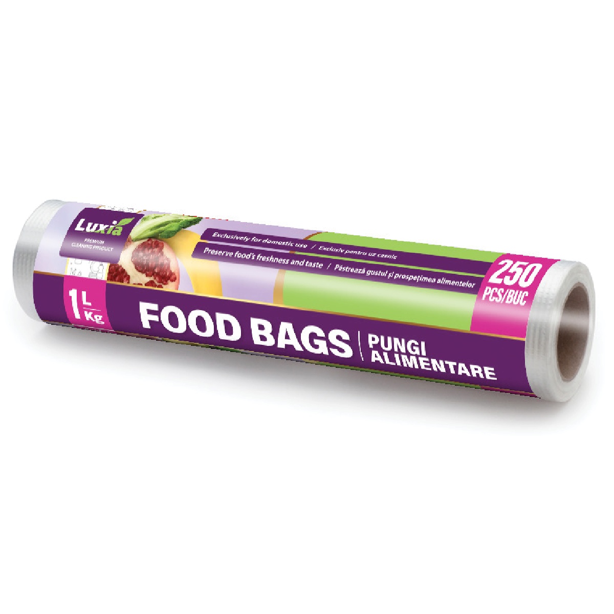 1001cosmetice.ro Pungi alimentare pe rola rezistente, 1kg/1l, 250 bucăți, Luxia 4086