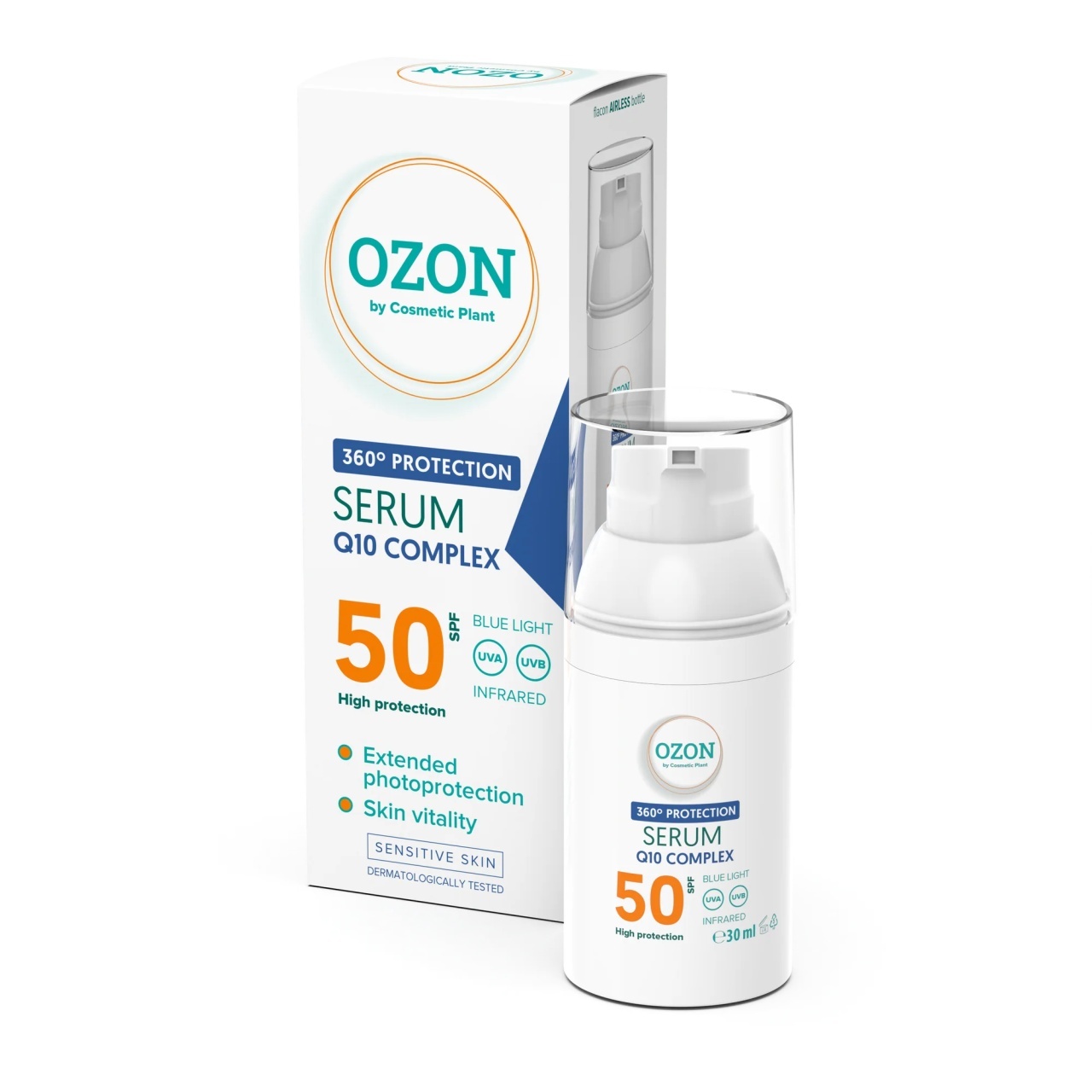 1001cosmetice.ro Ser protector pentru ten sensibil cu Q10 si SPF 50 de la Cosmetic Plant, 30 ml