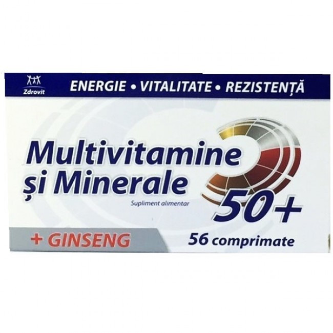 ZDROVIT MULTIVITAMINE SI MINERALE + GINSENG SUPLIMENT ALIMENTAR 50+ CUTIE 56 TABLETE - 1 | YEO