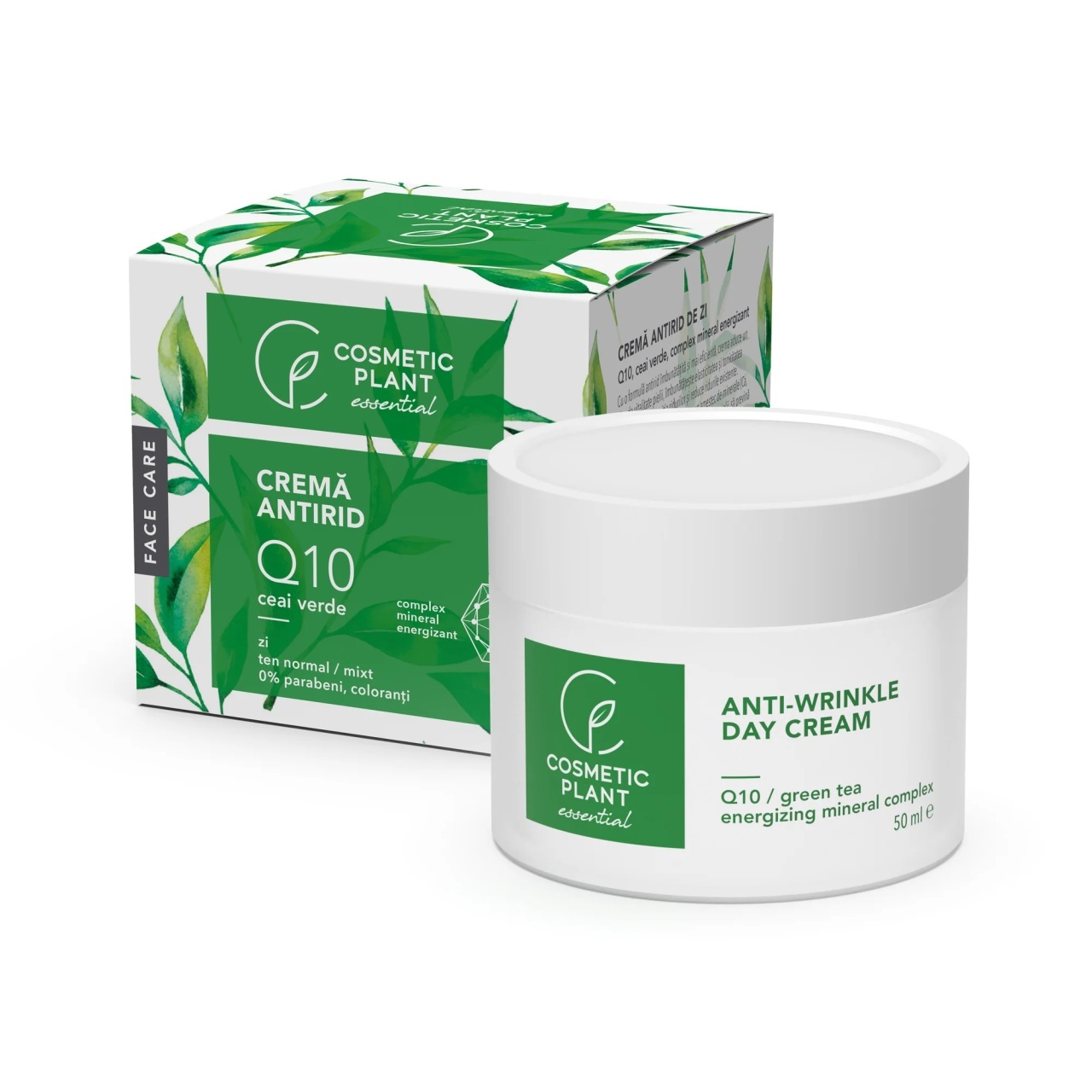 1001cosmetice.ro Crema antirid de zi Q10 + ceai verde si complex mineral energizant Cosmetic Plant, 50 ml