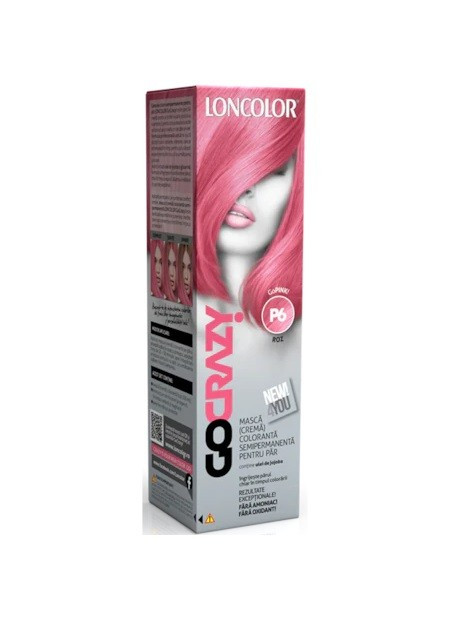 LONCOLOR GO CRAZY MASCA CREMA COLORANTA SEMIPERMANENTA PENTRU PAR P6 GoPINK! - 2 | YEO