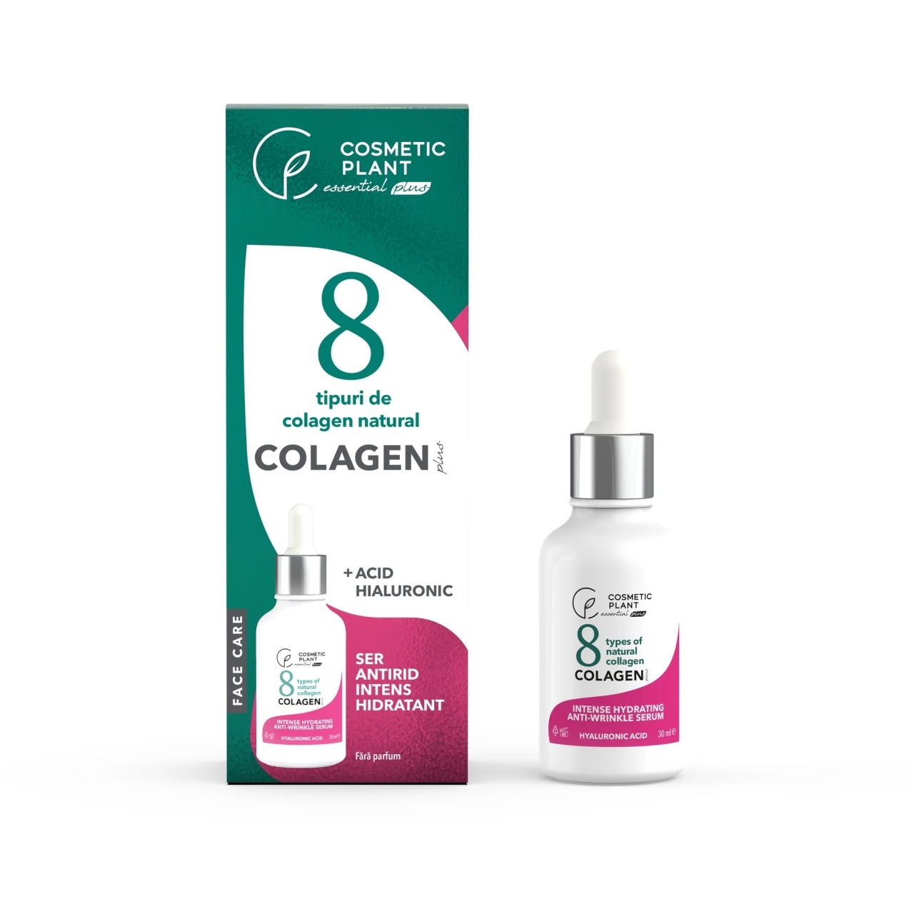 1001cosmetice.ro Ser antirid intens hidratant COLAGEN Plus, acid hialuronic & aloe vera Cosmetic Plant, 30 ml