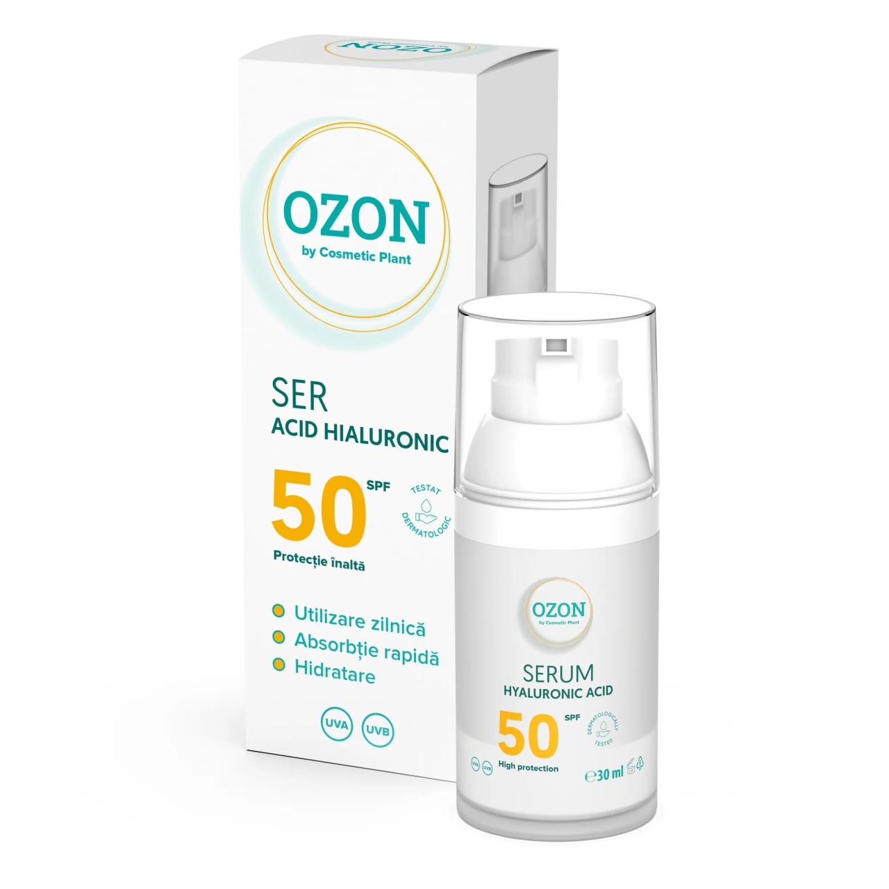 1001cosmetice.ro Ser cu Acid hialuronic SPF 50 gama OZON Cosmetic Plant 30 ml