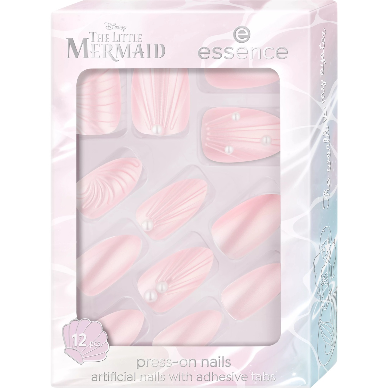 1001cosmetice.ro Unghii false cu autoadeziv Colectia Disney THE LITTLE MERMAID, 12 bucati Essence