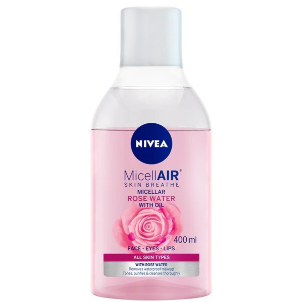 1001cosmetice.ro Apa micelara cu ulei si apa de trandafiri, pentru toate tipurile de ten, Rose Water, Nivea 400 ml