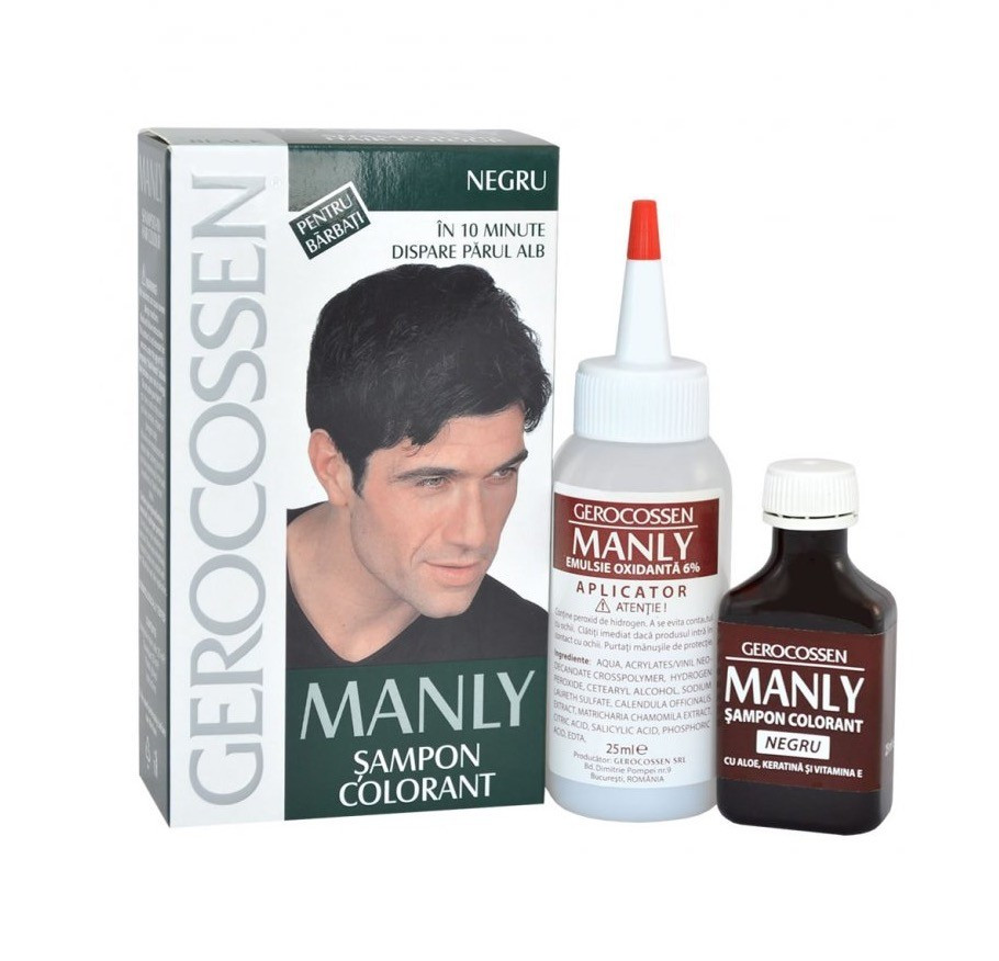 Gerocossen MANLY SAMPON COLORANT PENTRU BARBATI NEGRU