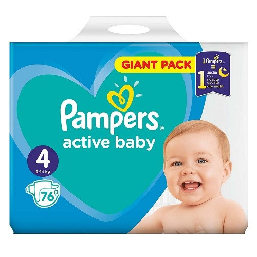 PAMPERS ACTIVE BABY SCUTECE COPII NR.4 GIANT PACK 76 BUCATI - 1 | YEO