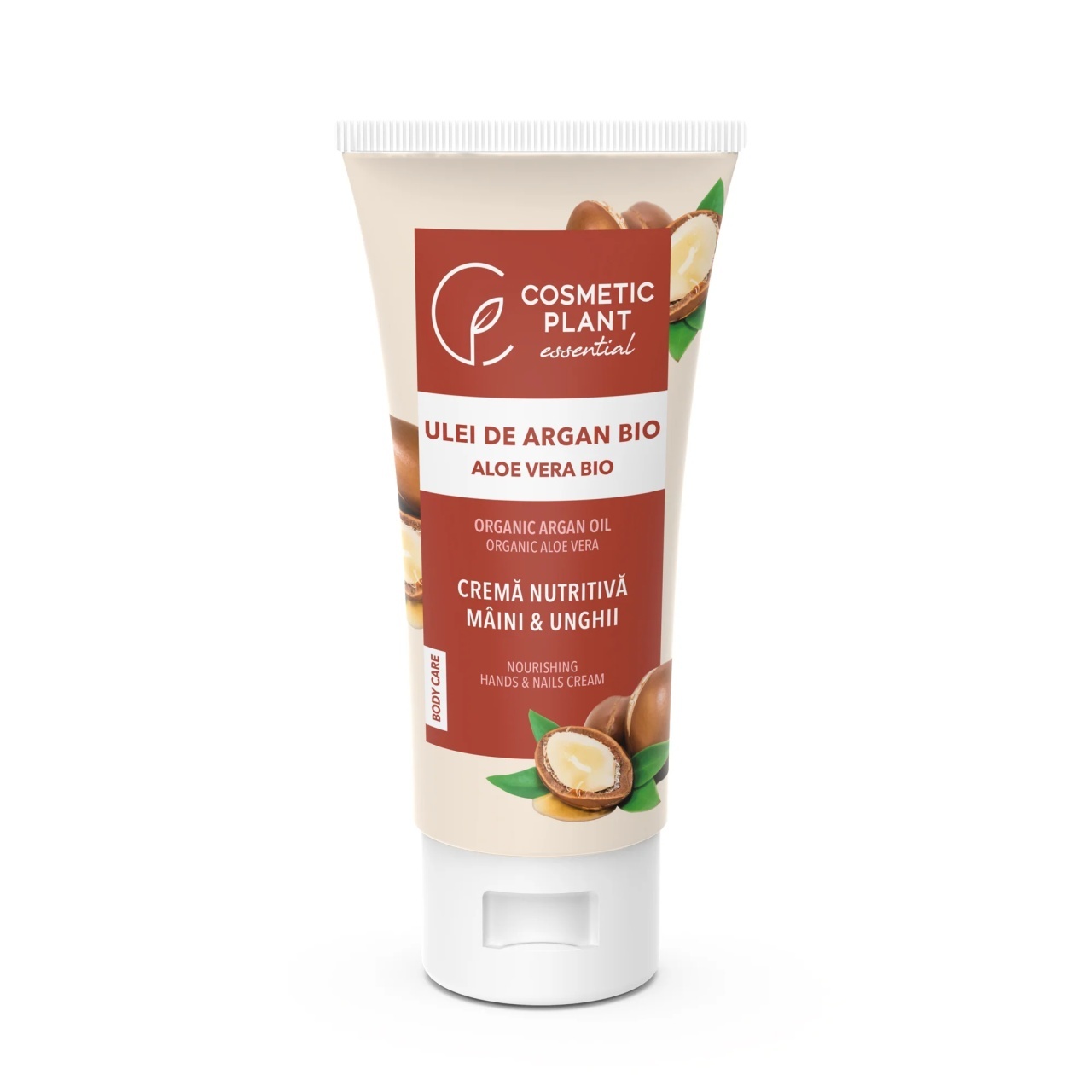 1001cosmetice.ro Crema nutritiva maini si unghii cu ulei de argan bio si extract bio de aloe vera Cosmetic Plant, 100 ml