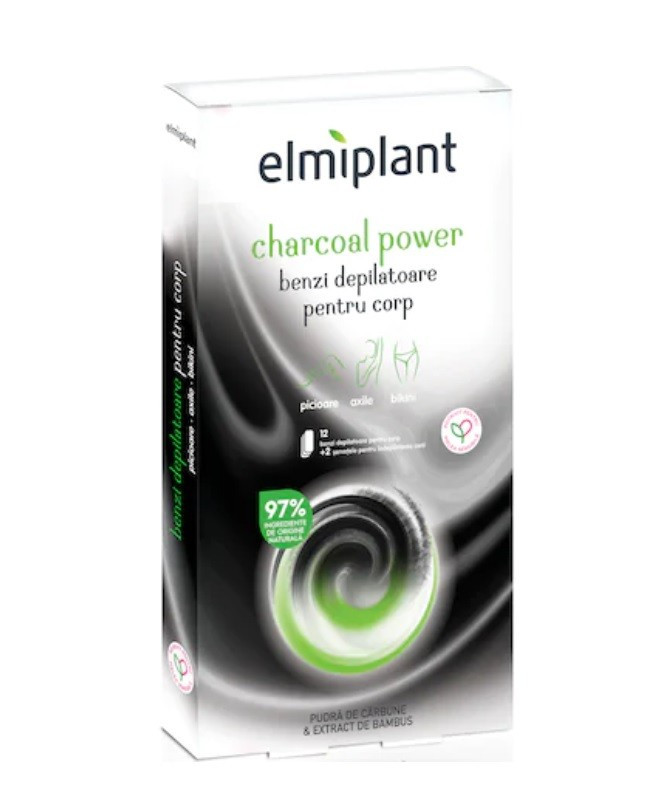 ELMIPLANT CHARCOAL POWER BENZI DEPILATOARE PICIOARE - AXILA - BIKINI