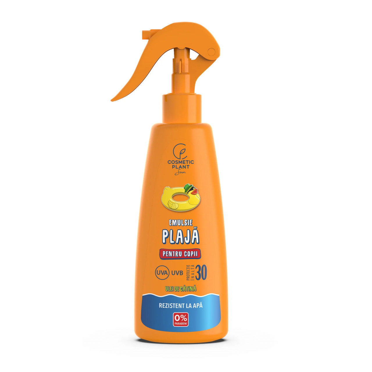 spray pentru raguseala la copii Emulsie spray pentru plaja, cu ulei de catina, rezistenta la apa, SPF30, pentru copii, Cosmetic Plant, 200 ml