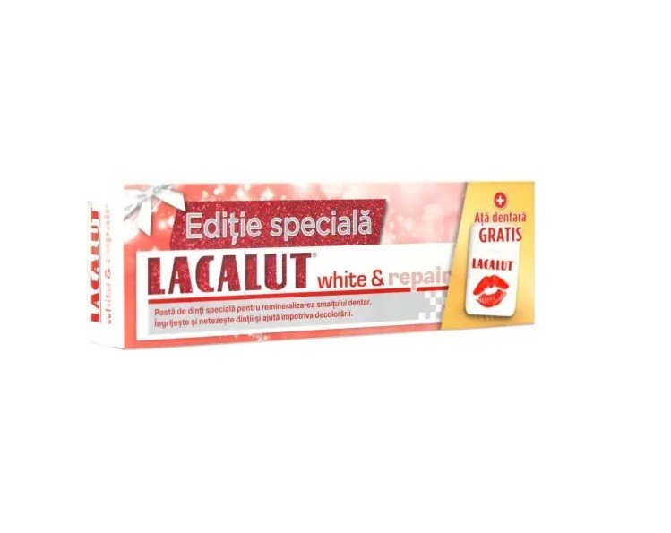 LACALUT WHITE & REPAIR PASTA DE DINTI + ATA DENTARA CADOU