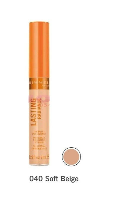 RIMMEL LONDON LASTING RADIANCE CONCEALER & EYE ILLUMINATOR SOFT BEIGE 040 - 1 | YEO