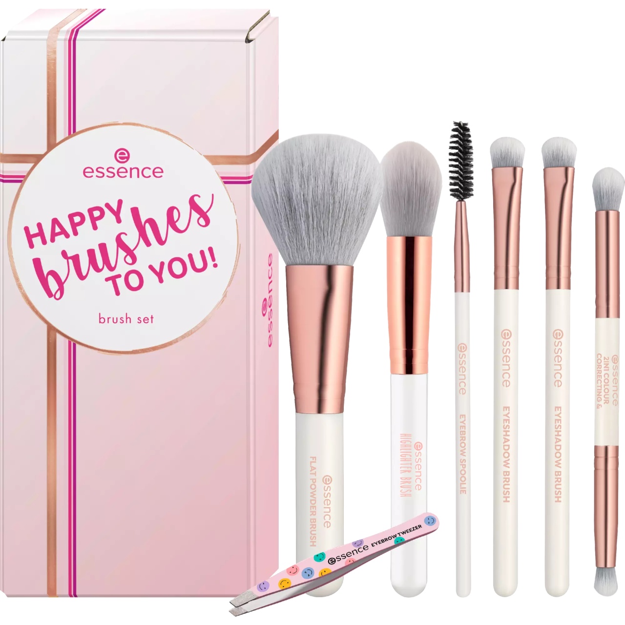 1001cosmetice.ro Set de 6 Pensule si o Penseta Happy Brushes to You! Essence