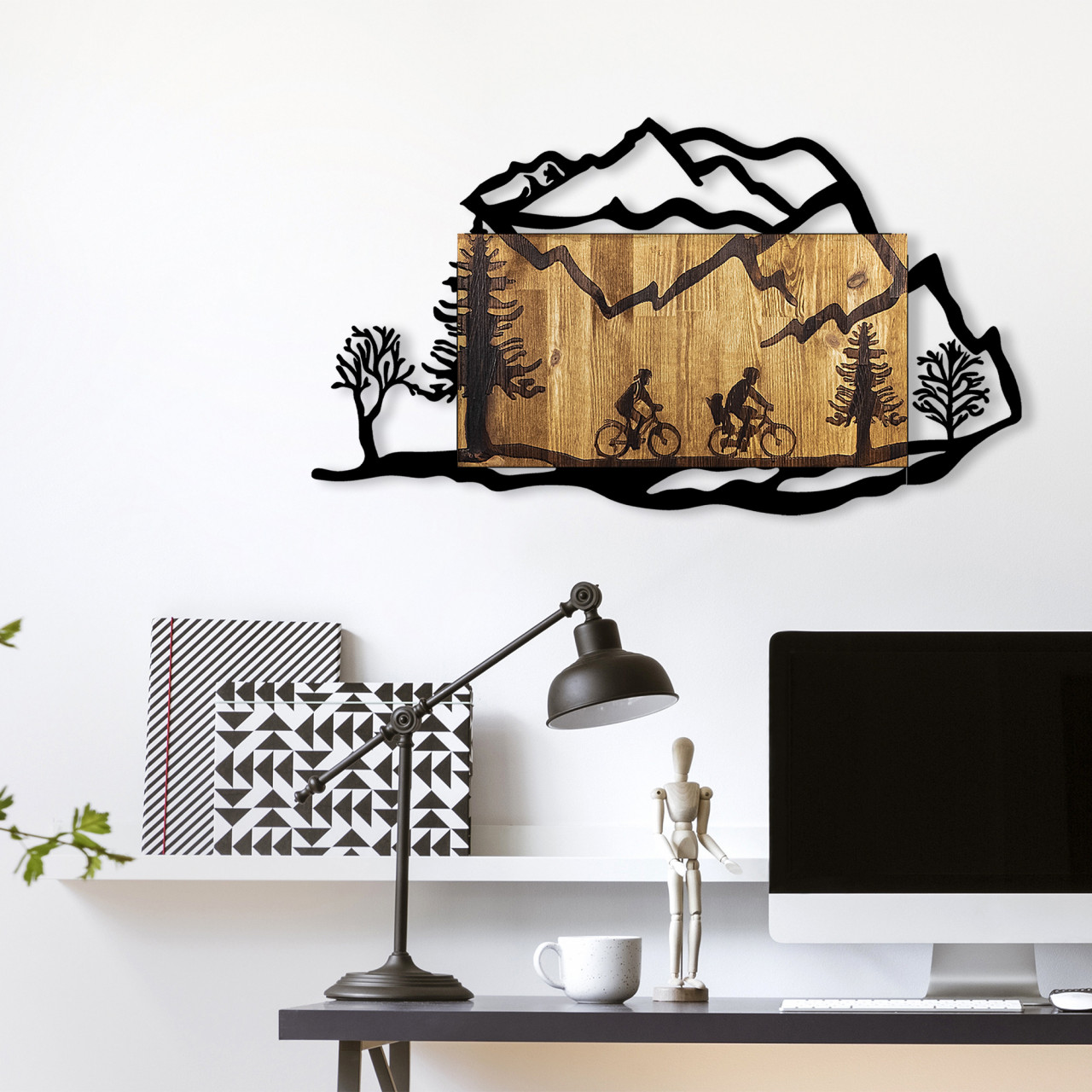 Poze Accesoriu decorativ de perete din lemn Bicycle riding in nature 2