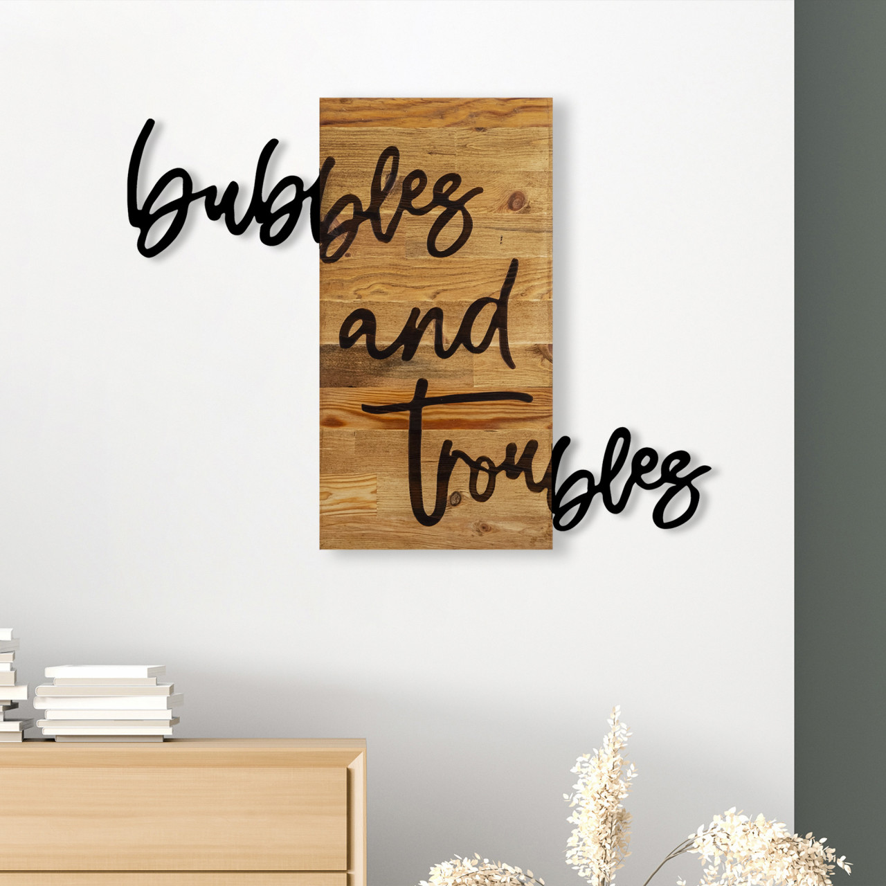 Poze Accesoriu decorativ de perete din lemn Bubbles and troubles 1
