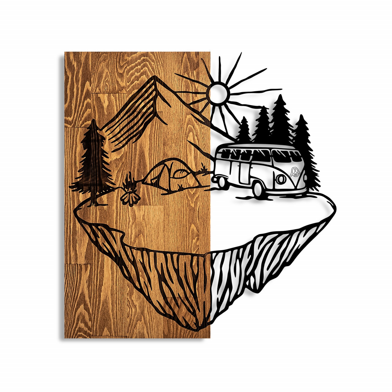 Poze Accesoriu decorativ de perete din lemn Camp life