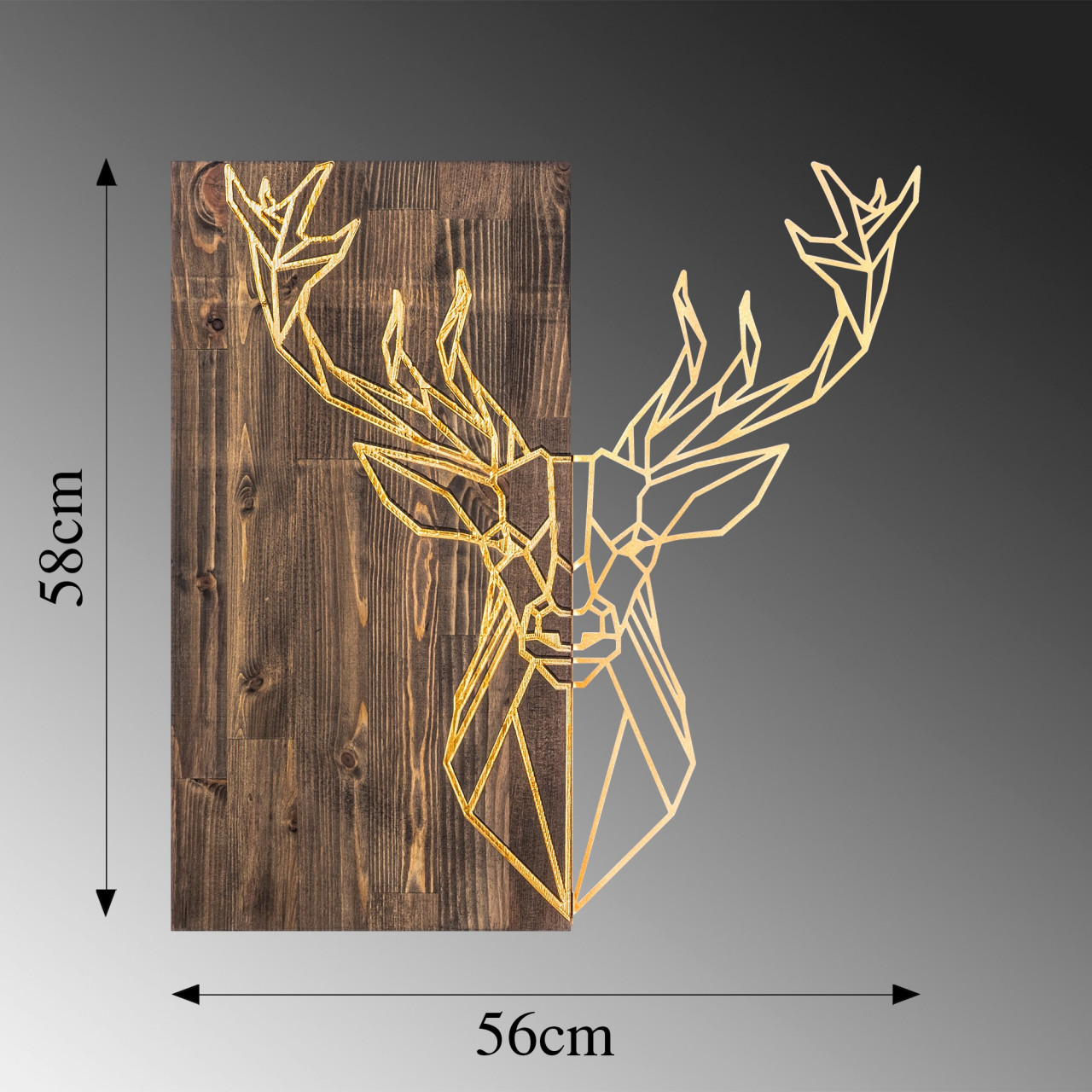 Poze Accesoriu decorativ de perete din lemn Deer1 auriu