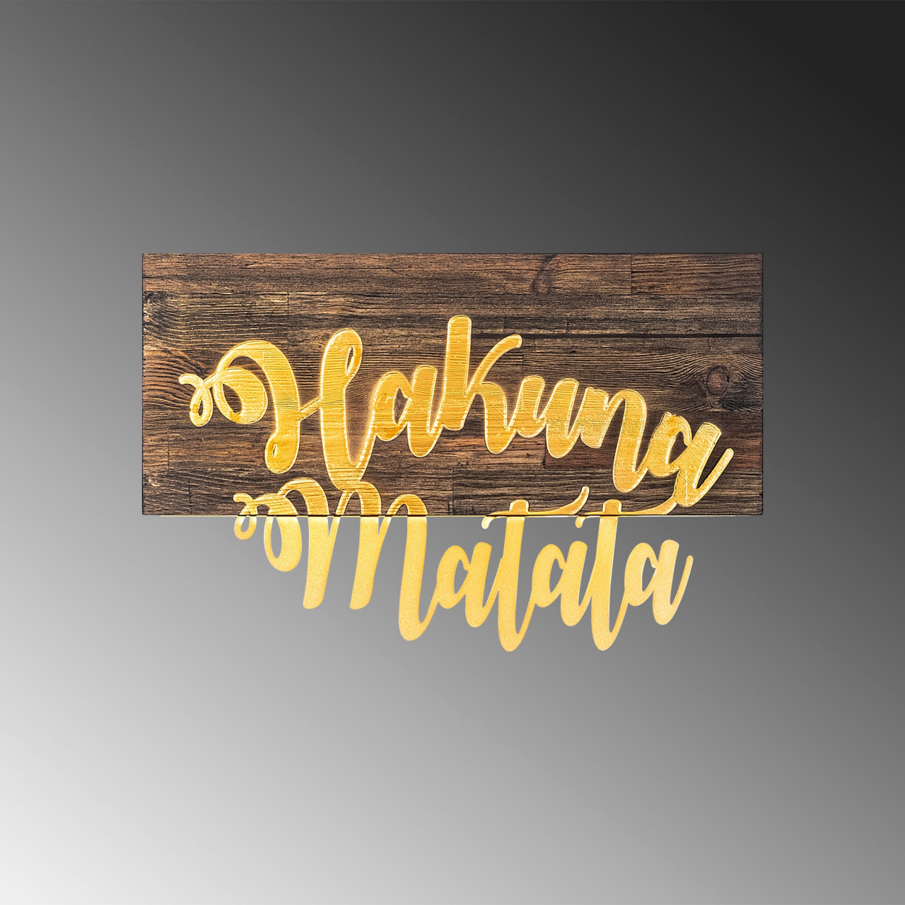 Poze Accesoriu decorativ de perete din lemn Hakuna Matata decor auriu