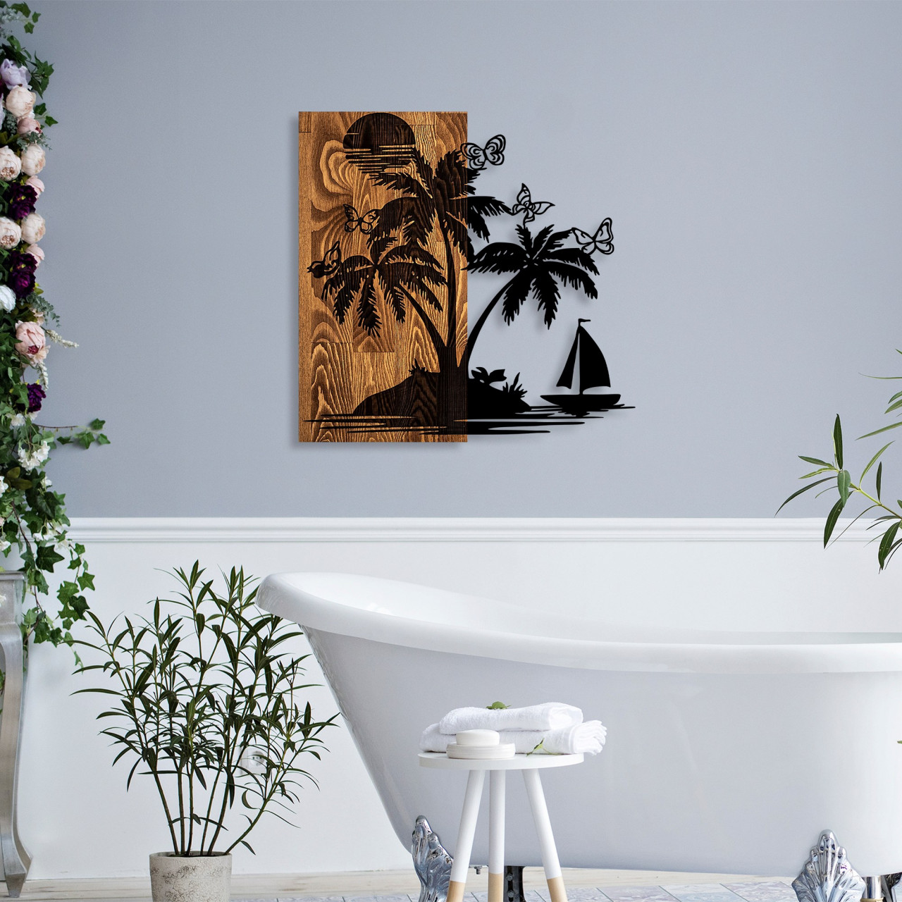 Poze Accesoriu decorativ de perete din lemn Holiday island