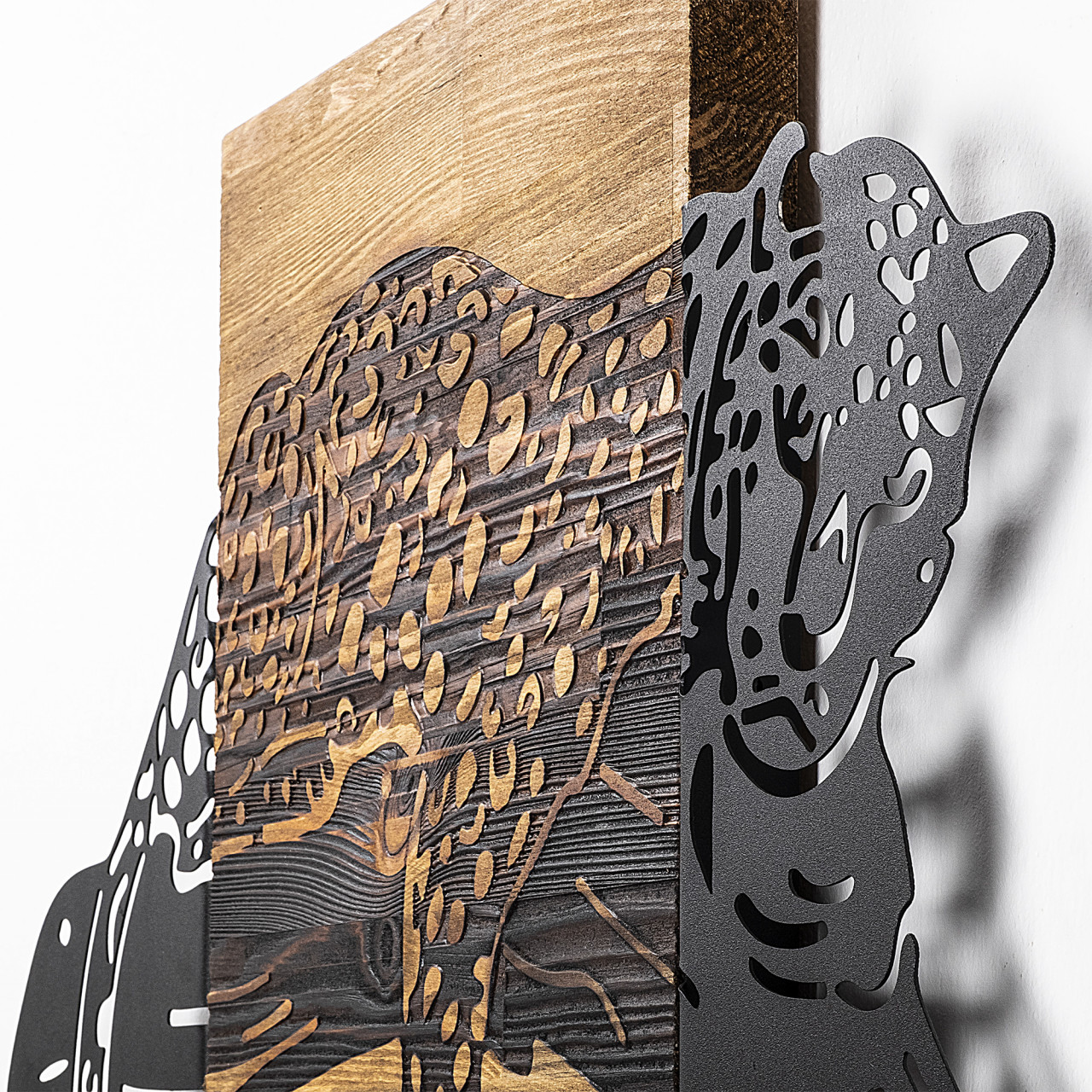 Poze Accesoriu decorativ de perete din lemn Leopard