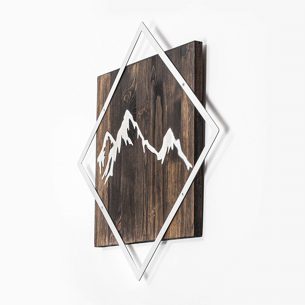 Poze Accesoriu decorativ de perete din lemn Mountain argintiu