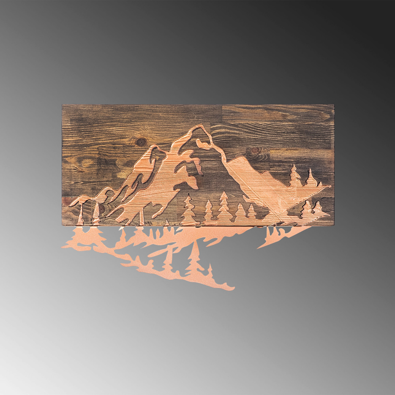 Poze Accesoriu decorativ de perete din lemn Mountain v2 - copper