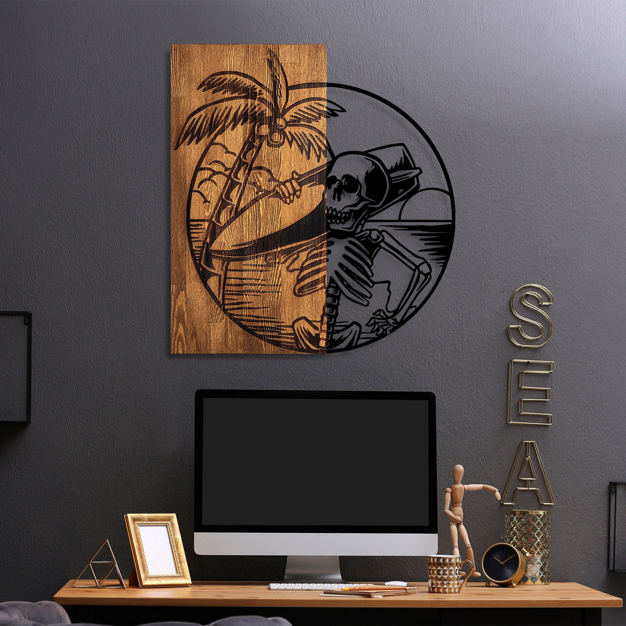 Poze Accesoriu decorativ de perete din lemn Skeletor