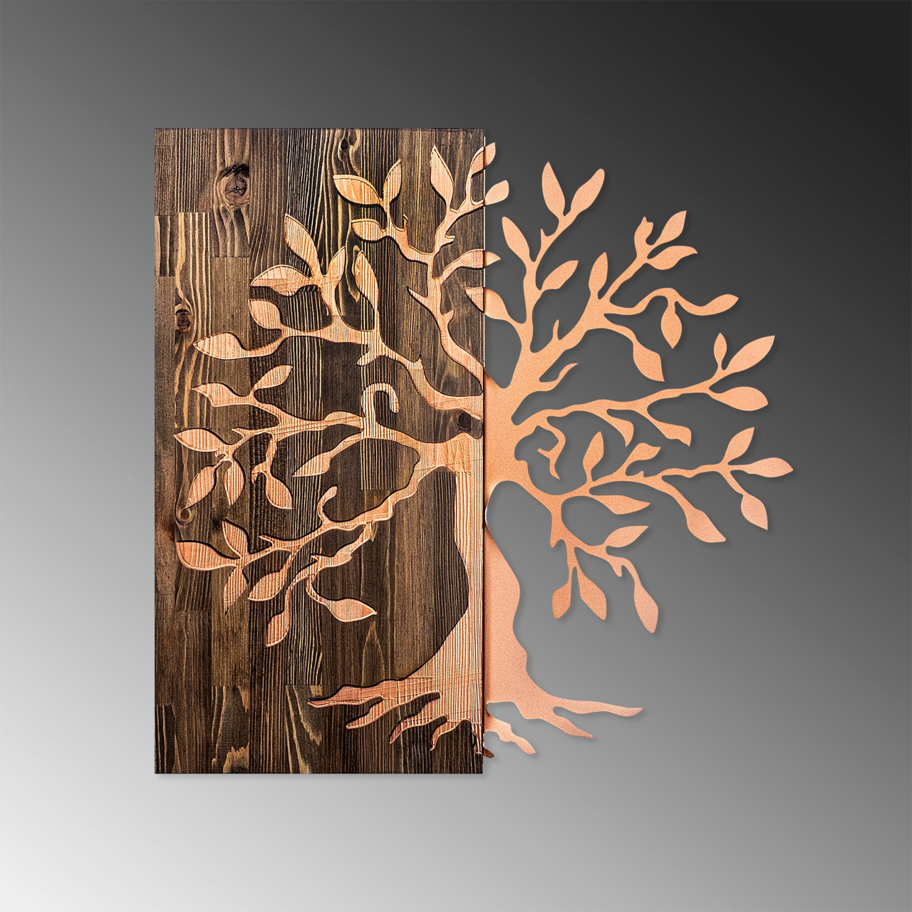 Poze Accesoriu decorativ de perete din lemn Tree copper
