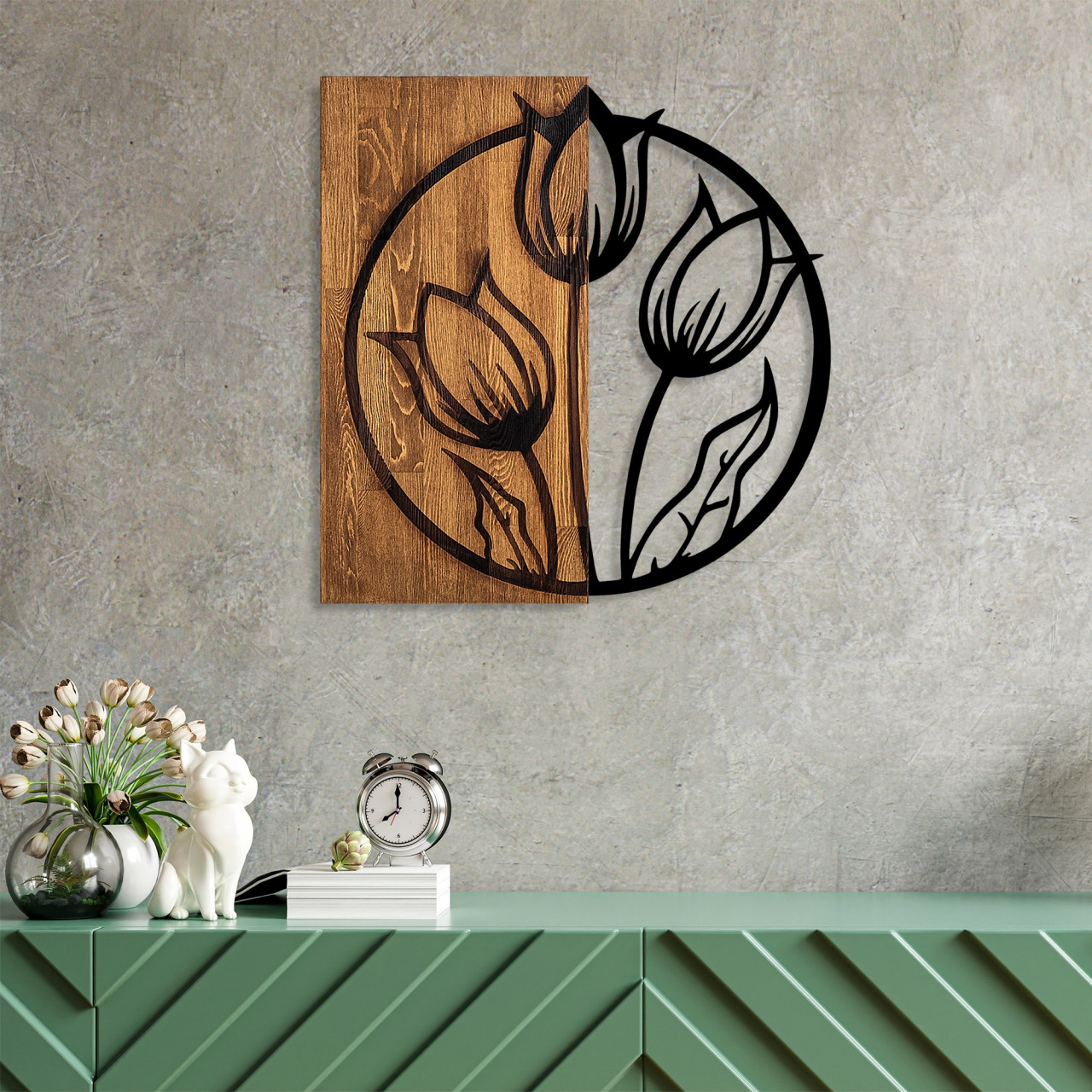 Poze Accesoriu decorativ de perete din lemn Tulips