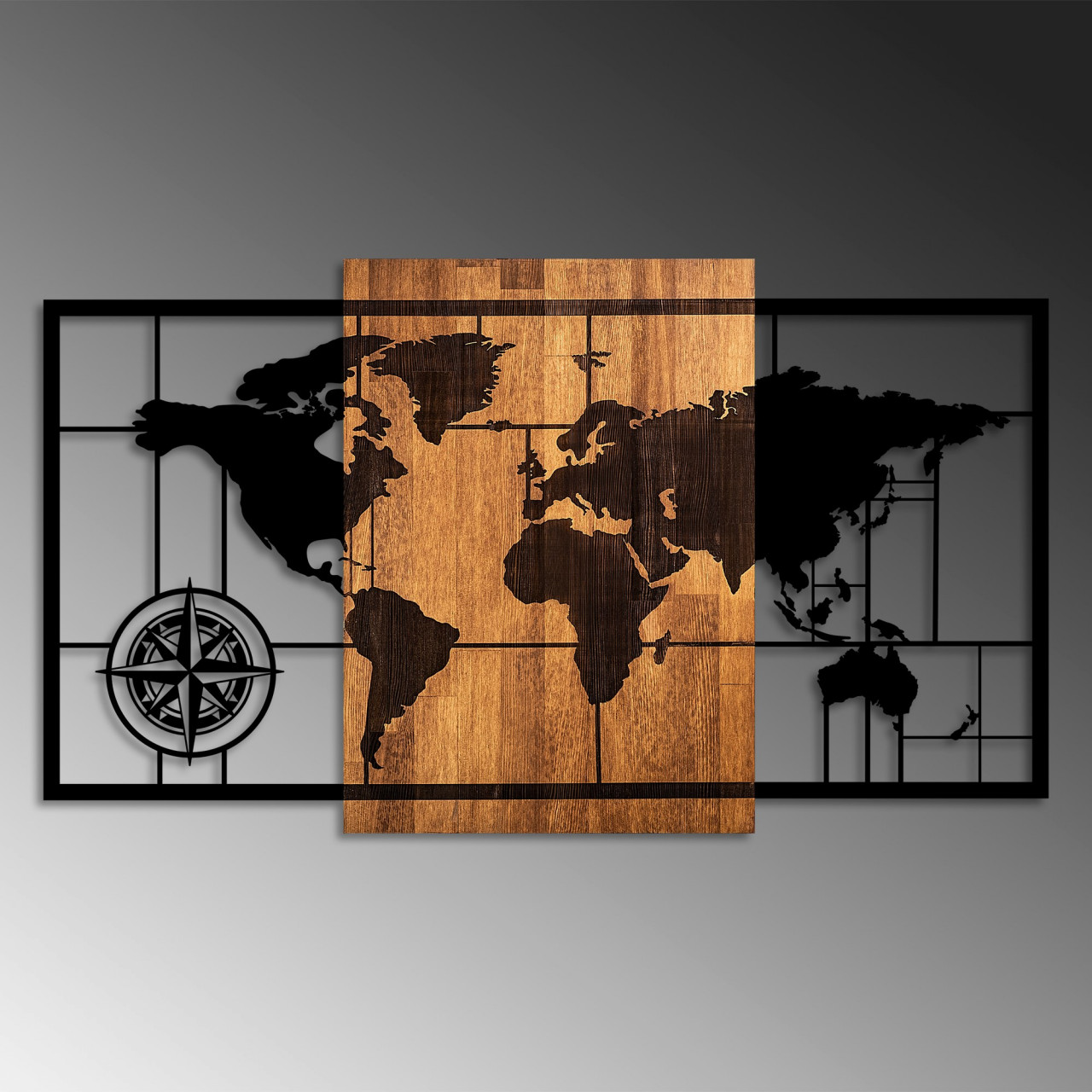 Poze Accesoriu decorativ de perete din lemn World Map 1-L