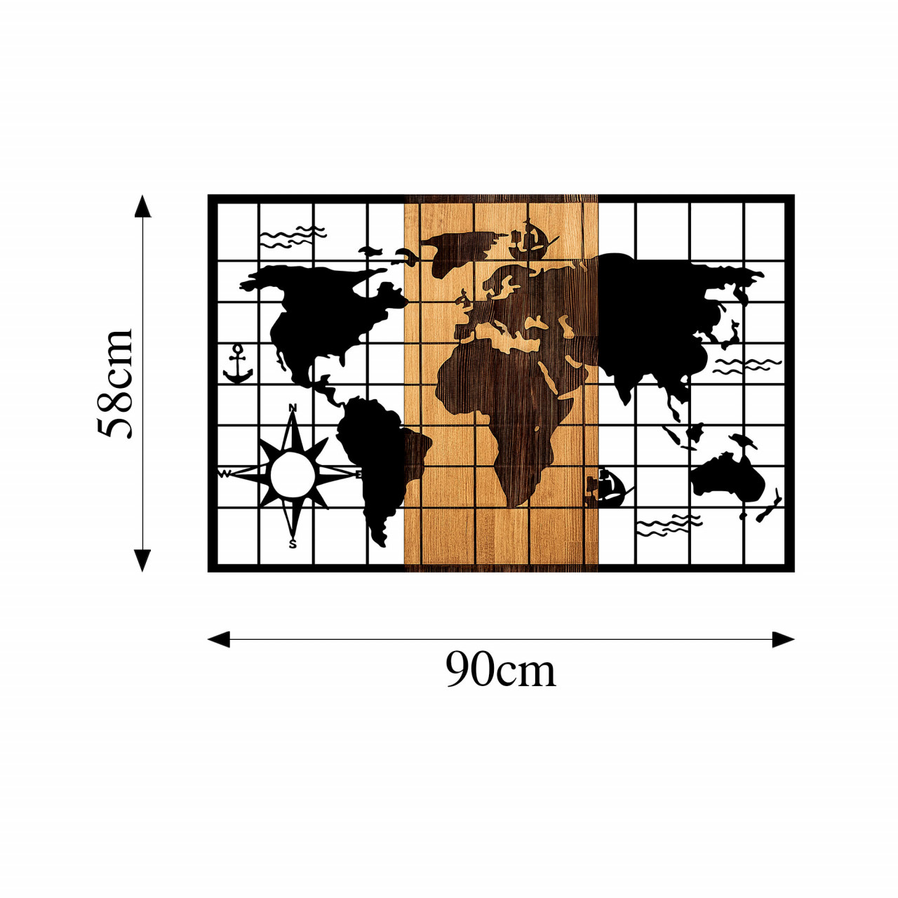 Poze Accesoriu decorativ de perete din lemn World Map - 325