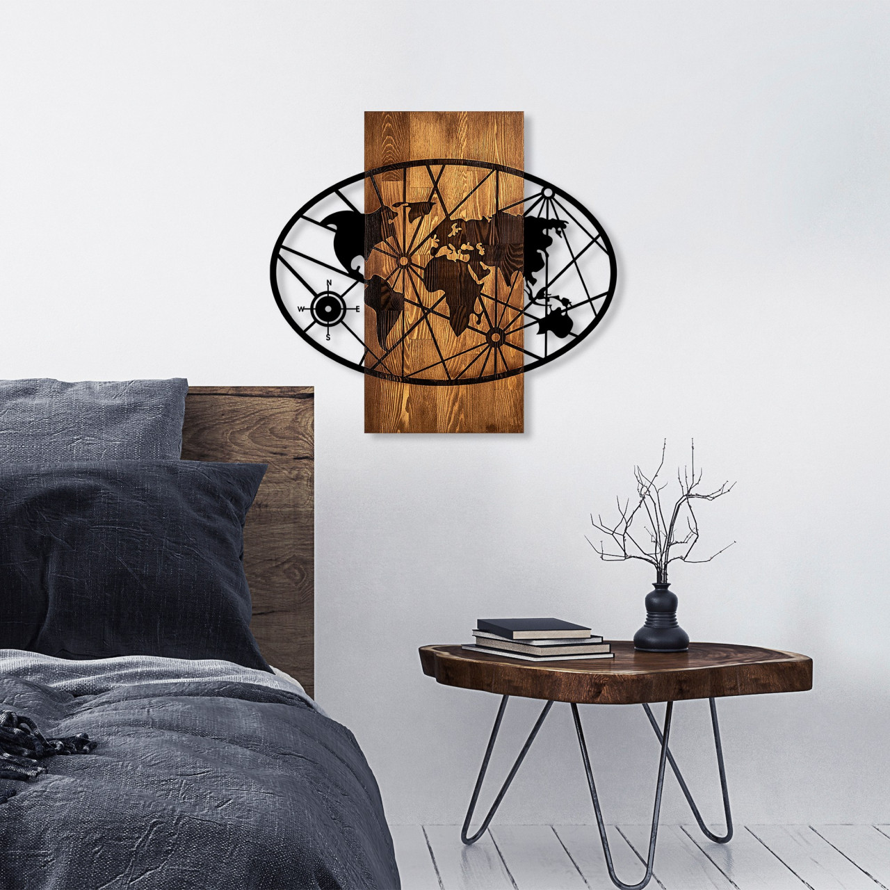 Poze Accesoriu decorativ de perete din lemn World Map 4-M