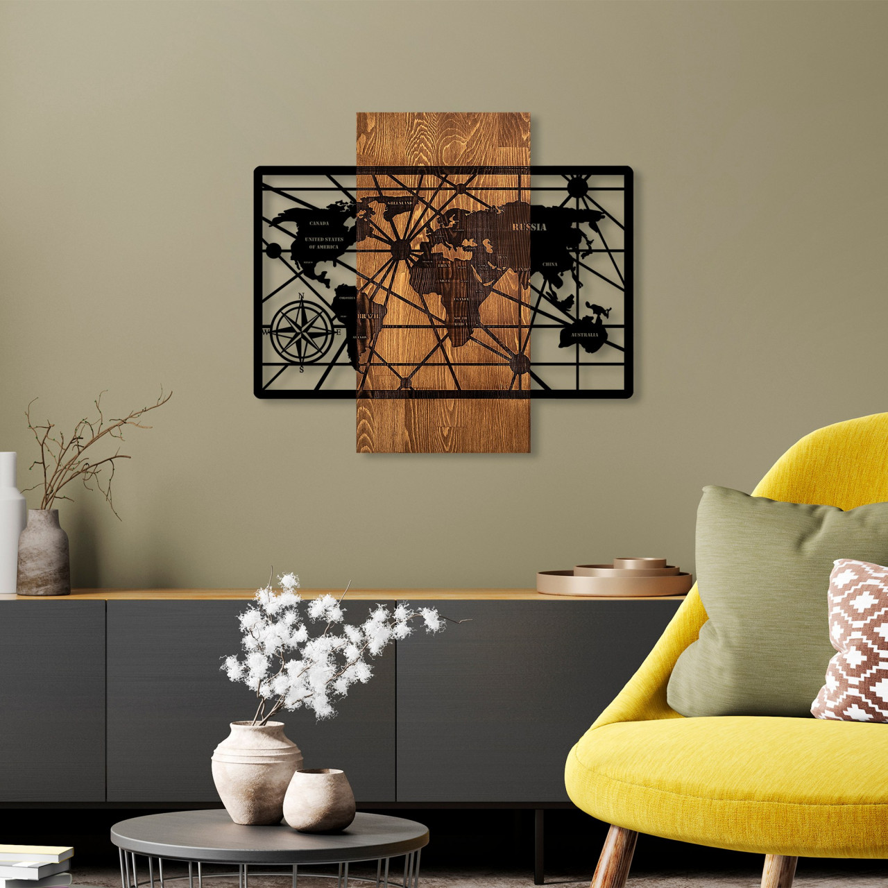 Poze Accesoriu decorativ de perete din lemn World Map 6-M