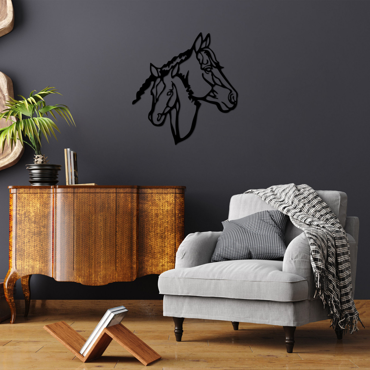Poze Accesoriu decorativ de perete metalic Horses