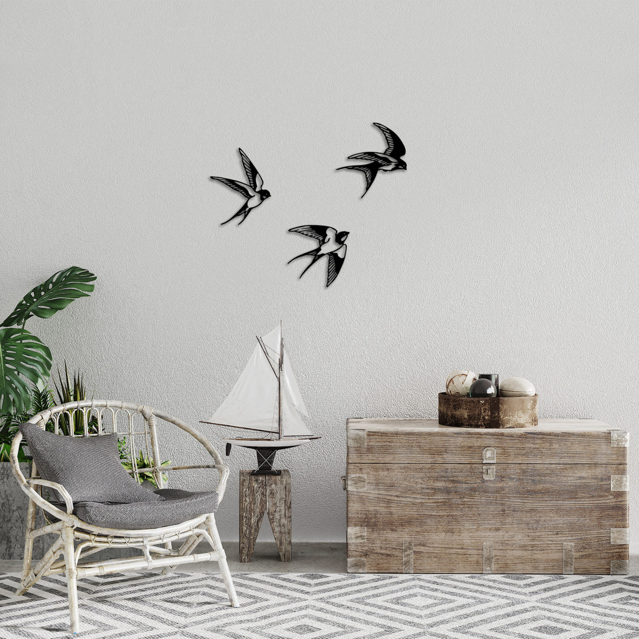 Poze Accesoriu decorativ de perete metalic Swallows - 294