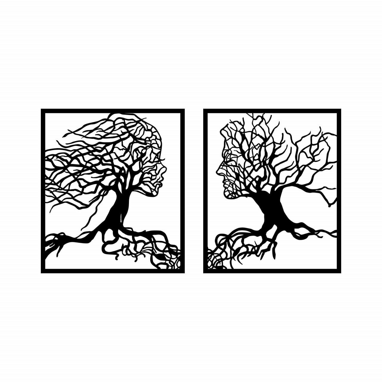 Poze Accesoriu decorativ de perete metalic Tree Man And Woman - 324