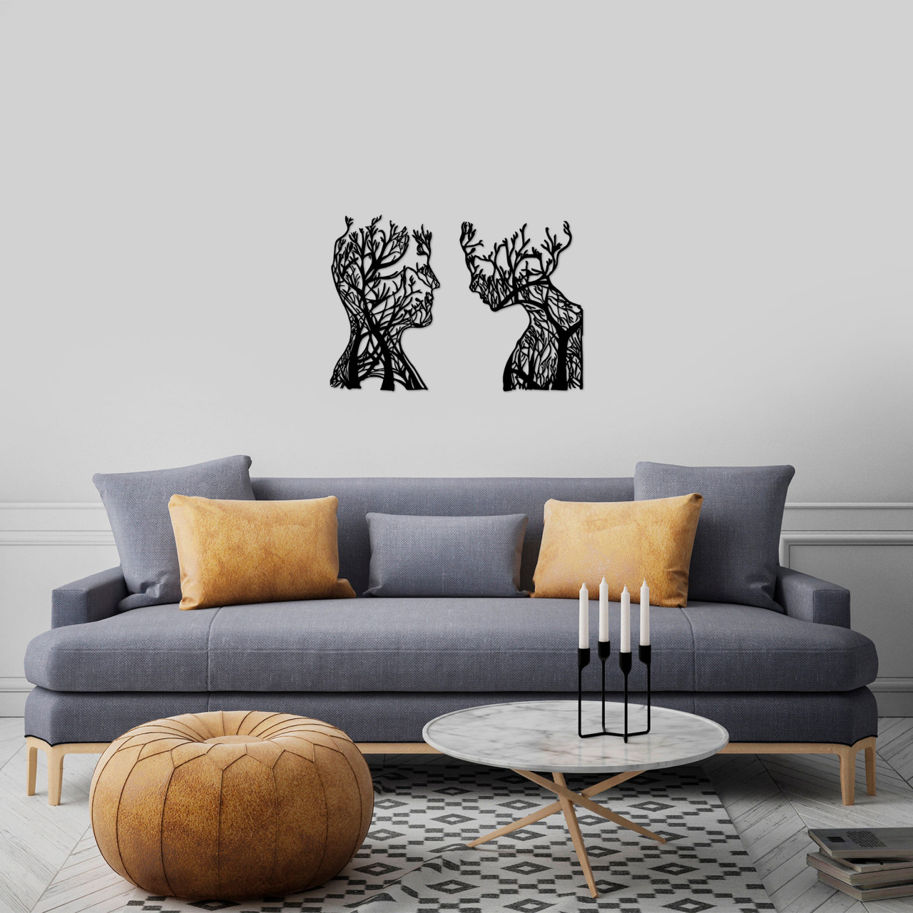Poze Accesoriu decorativ de perete metalic Tree Man And Woman - 325