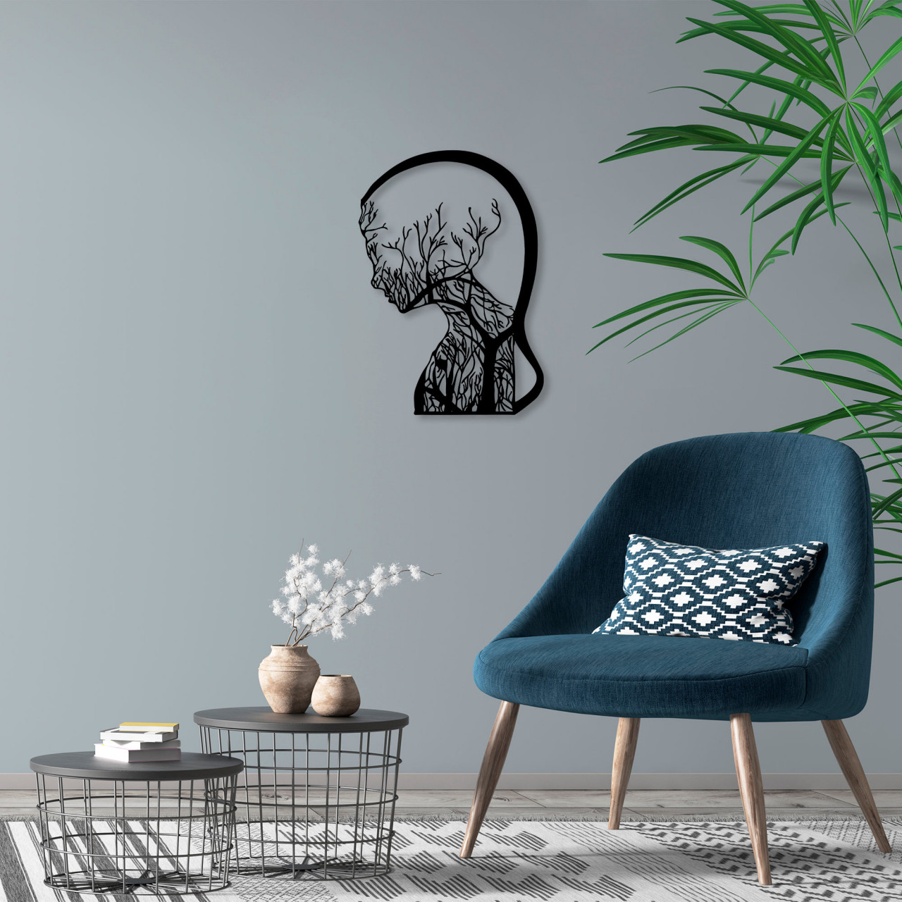 Poze Accesoriu decorativ de perete metalic Tree Woman - 323