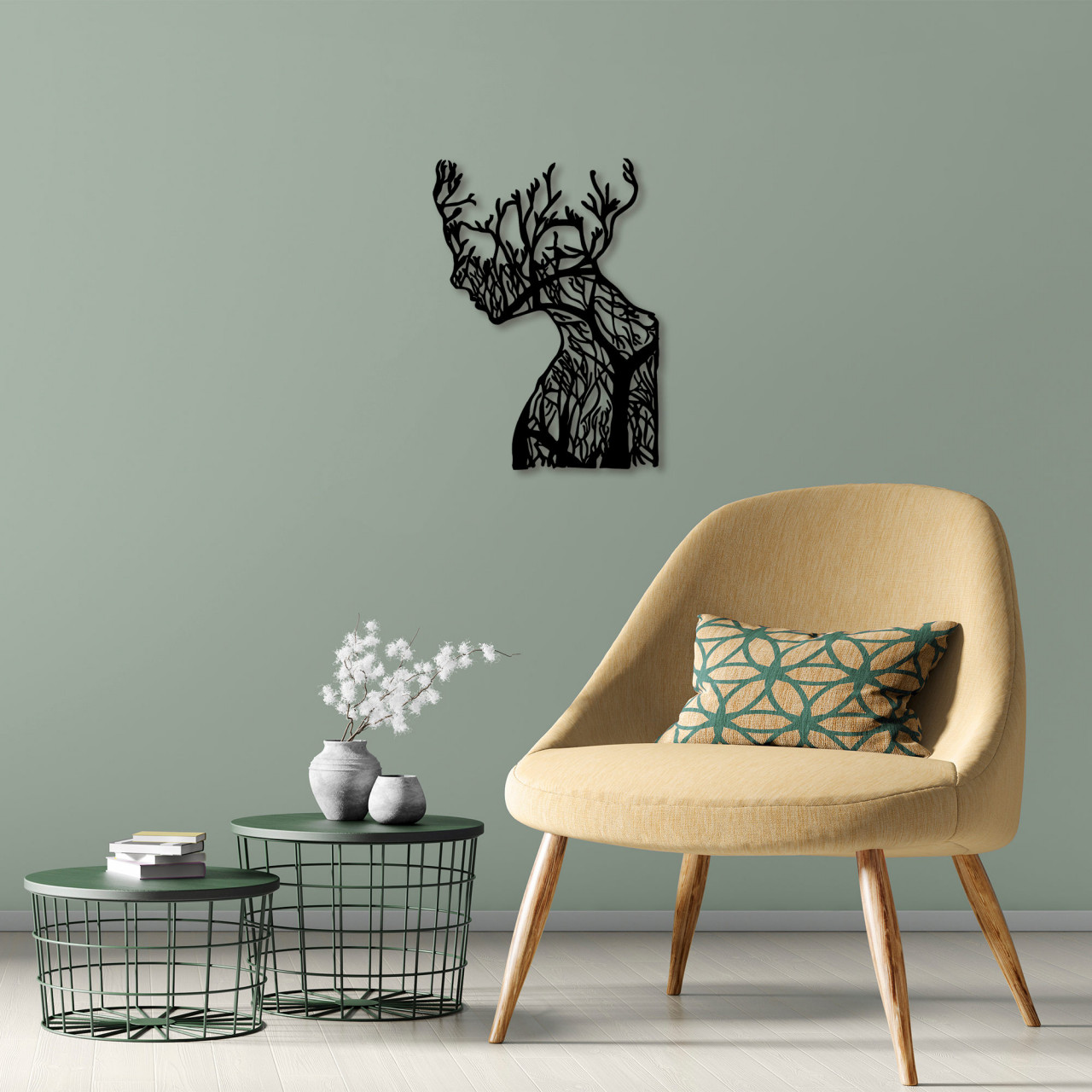 Poze Accesoriu decorativ de perete metalic Tree woman - Model 318