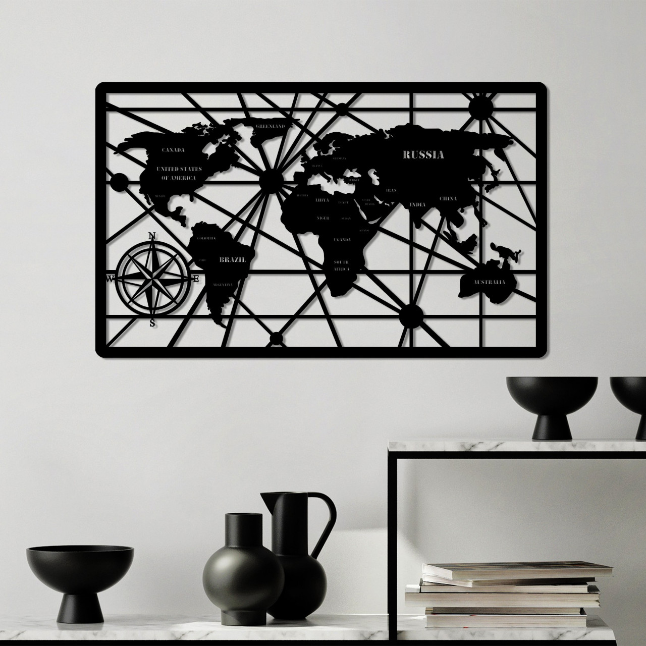 Poze Accesoriu decorativ de perete metalic World Map 7-M