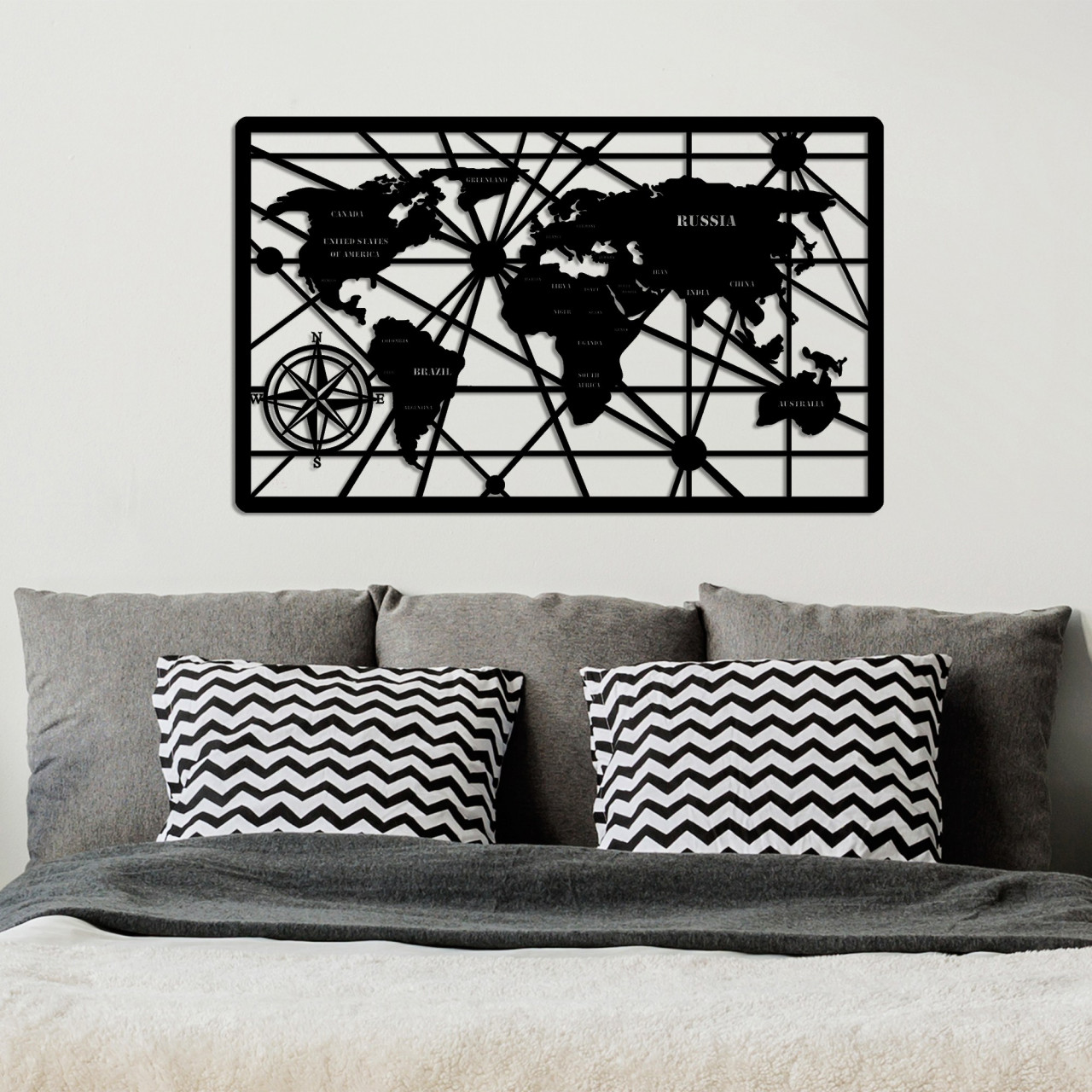 Poze Accesoriu decorativ de perete metalic World Map 7-M