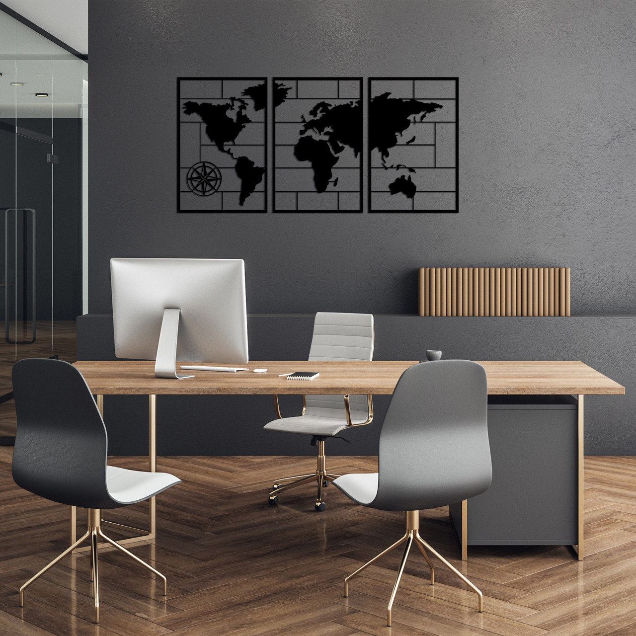 Poze Accesoriu decorativ de perete metalic World map