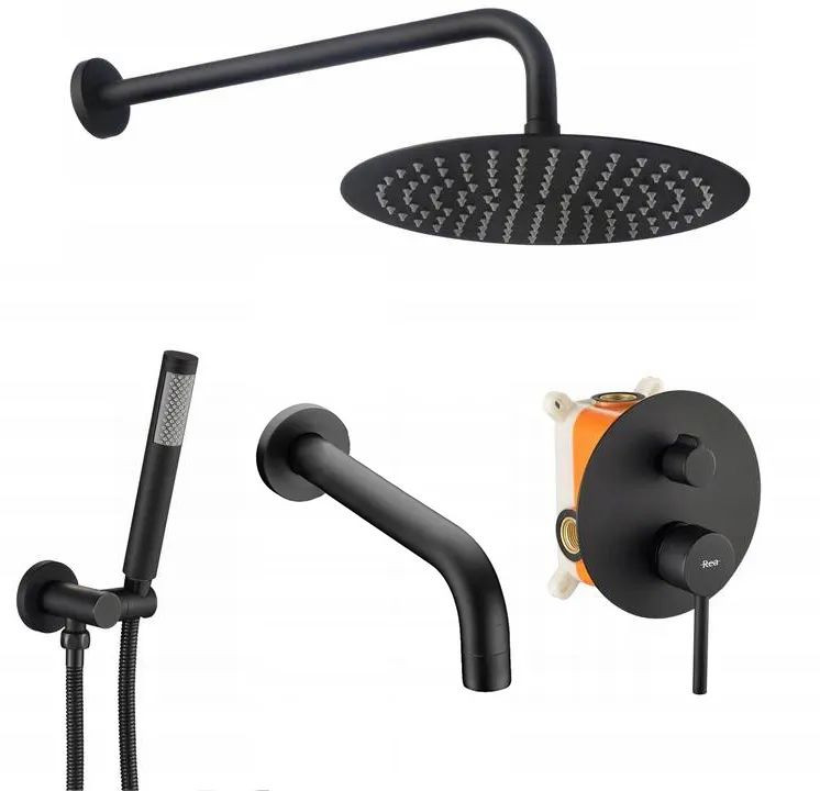 Poze Baterie pentru dus Lungo negru mat