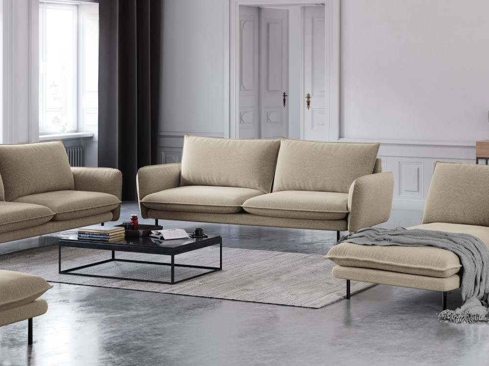 Poze Canapea tapitata Vienna 3 locuri picioare gold – L200 x l92 x h95