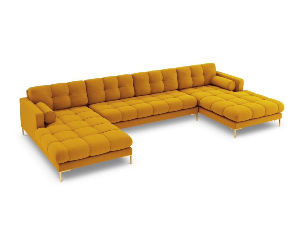 Poze Coltar 7 locuri tapitat Bali picioare gold – L383 x l185 x h75
