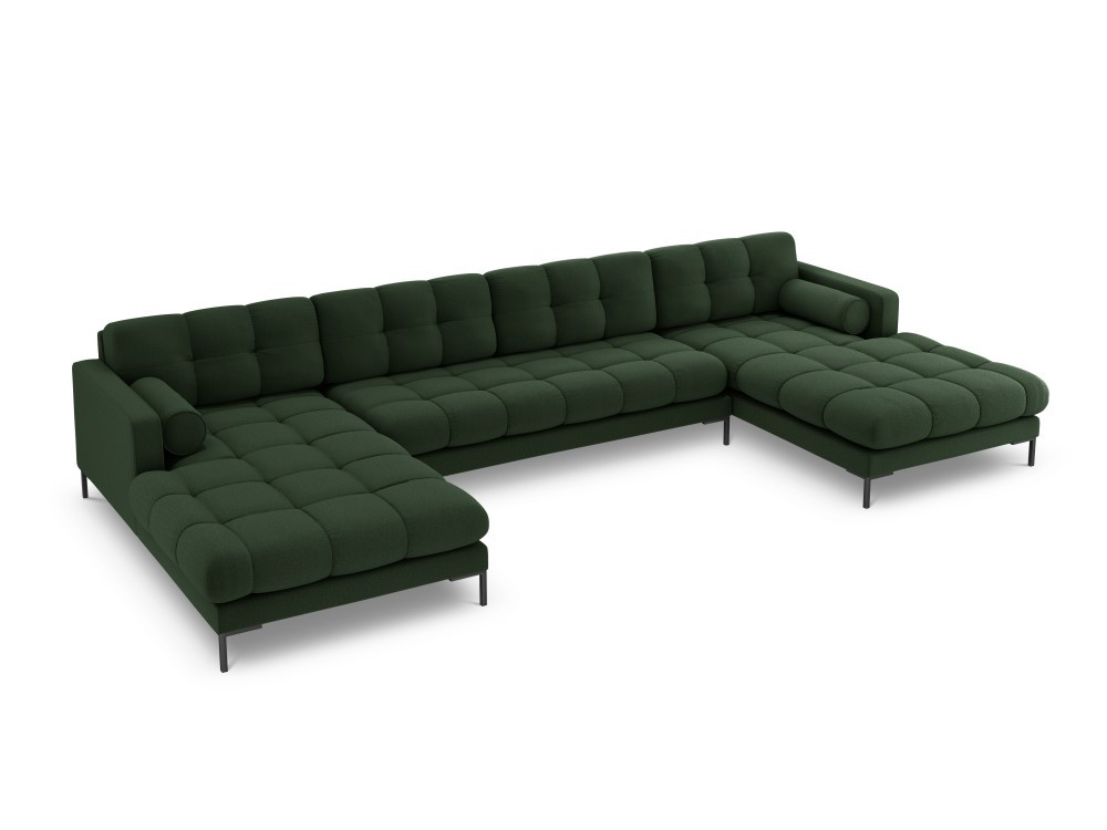 Poze Coltar 7 locuri tapitat Bali picioare negre – L383 x l185 x h75