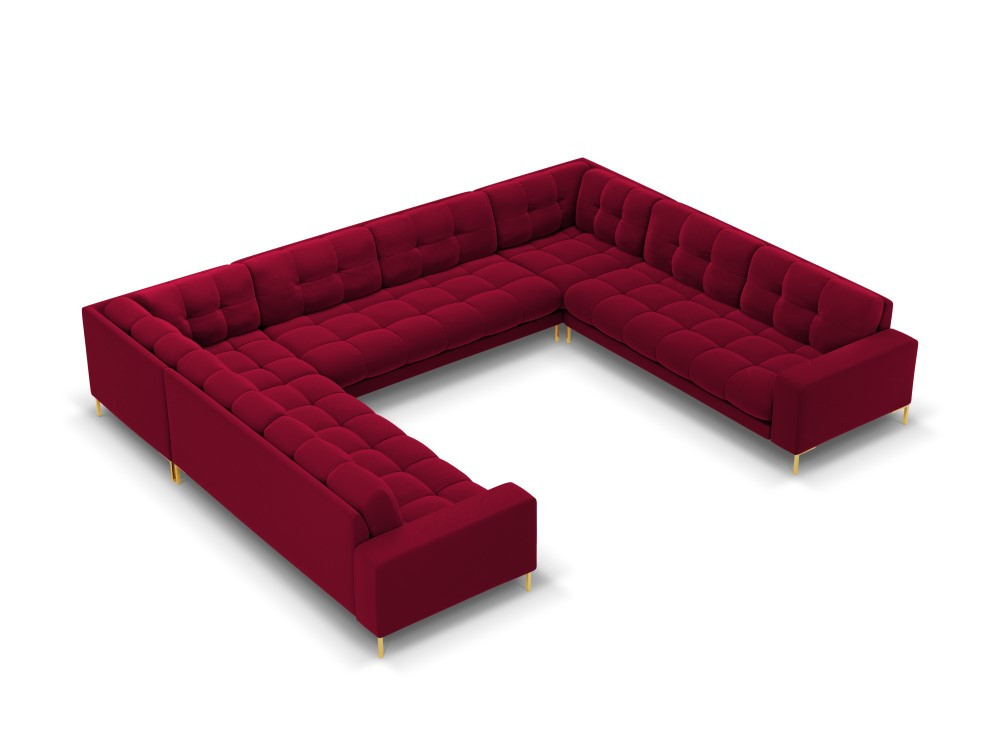Poze Coltar 9 locuri Bali velvet/picioare gold – L327 x l256 x h75