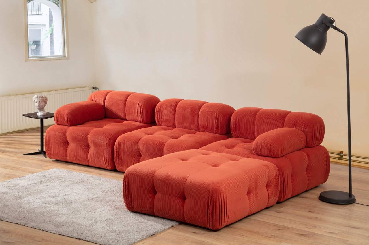 Poze Coltar Doblo 3 cu taburet ( L1-O1-1R-Pouffe) rosu
