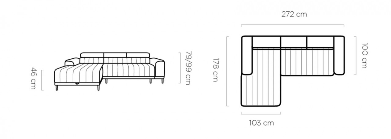 Poze Coltar extensibil Caldo mini L272 cm