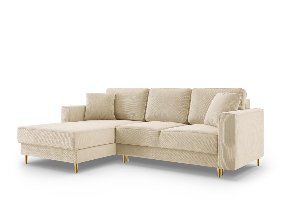 Coltar fano 4 locuri velvet/picioare gold – l242 x l174 x h89 cm